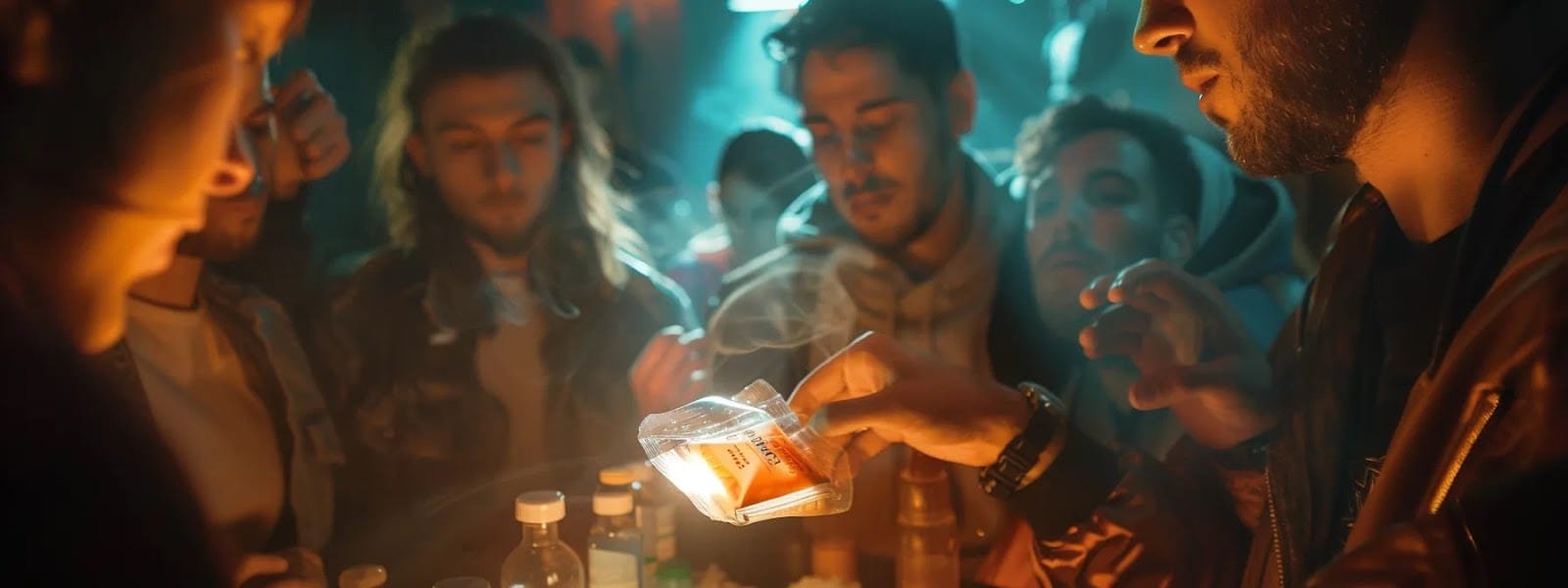 a close-up photo of a vibrant, minty nicotine pouch surrounded by curious onlookers seeking information on safety, side effects, and regulations.