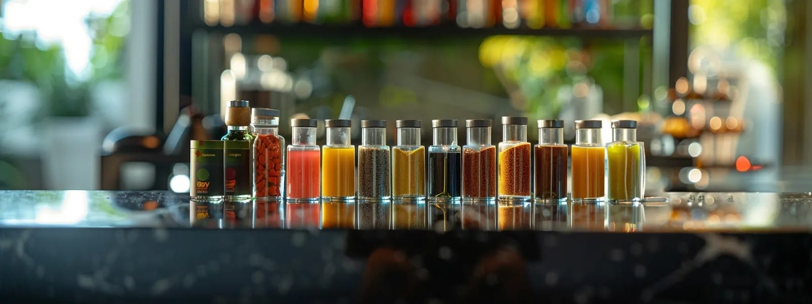 a sleek, modern table with various flavored nicotine pouches neatly organized in a row, emphasizing the importance of proper placement and usage techniques for a satisfying experience.