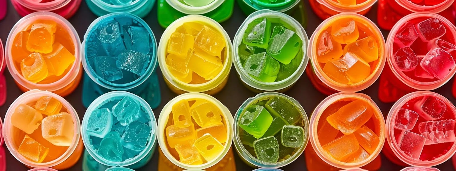 a colorful array of various flavored nicotine pouches, showcasing minty freshness and fruity sweetness options.